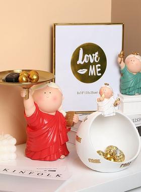 月半艺术家自由女神托盘玄关钥匙收纳盒摆件电视柜桌面树脂装饰品