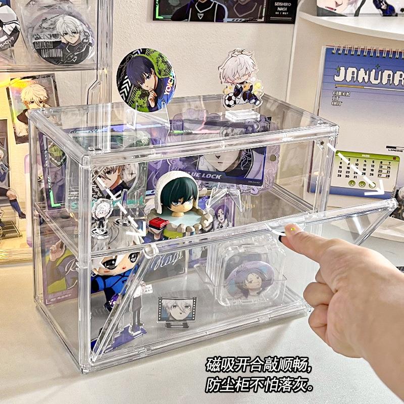 磁吸小食量痛柜吧唧谷子立牌收纳盒透明隔板亚克力多层防尘展示架 - 图2
