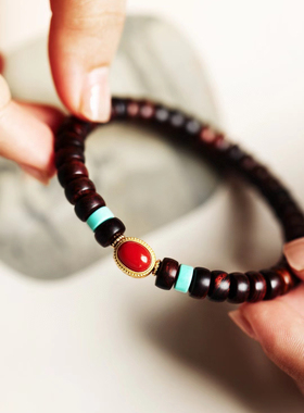 海黄原创【月秋】4x7mm38颗 取材紫油梨老料色泽秀丽 颗颗油性好