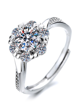 吴山居正品莫桑石一克拉钻戒仿真钻石戒指女不褪色不反黑精工制作