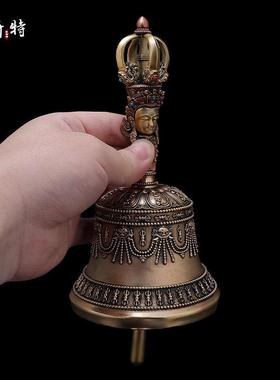欧斯特五股金刚铃杵室内家用彩珠镶嵌普巴金刚橛桌面铜摆件