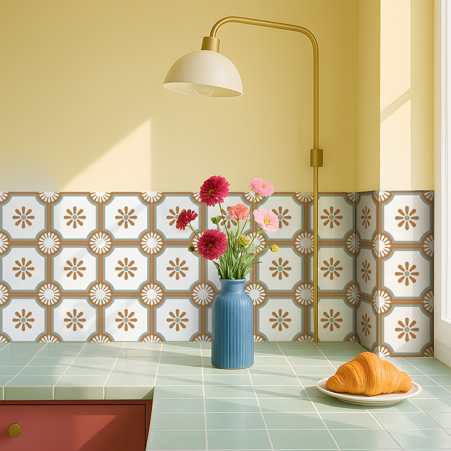 厨房防油贴纸美式复古墙面装饰灶台耐高温洗手台遮丑壁纸防水加厚,淘宝优惠券,粉丝福利购,淘宝优惠卷