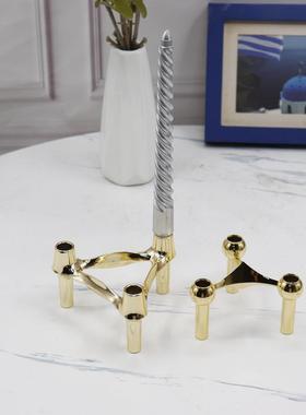 新中式创意三角烛台装饰摆件软装欧式家居样板间三角拼接烛台