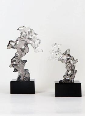 新中式树脂窟窿太湖石摆件样板间书房博古架展厅隔断售楼处装饰品