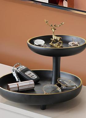 新中式入户玄关放钥匙摆件创意客厅茶几桌面收纳托盘轻奢风装饰品