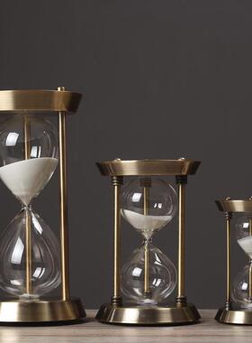 复古金属时间沙漏摆件计时器创意家居客厅室内店铺装饰品摆设