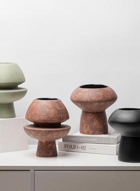 简约现代创意侘莫兰迪树脂花瓶花器软装样板房客厅茶几桌面装饰品