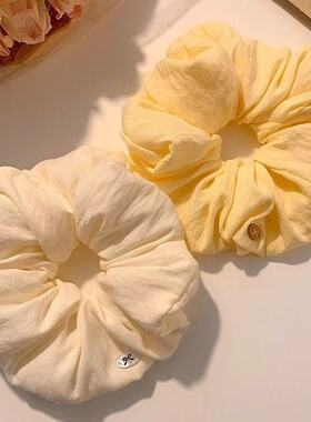 奶油泡芙黄色大肠发圈女高级感超大扎头发头绳韩系慵懒风绝美头饰