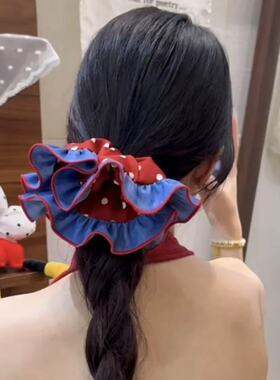 爆款红色波点大肠圈时尚蝴蝶结头绳可爱少女扎丸子头气质发绳头饰