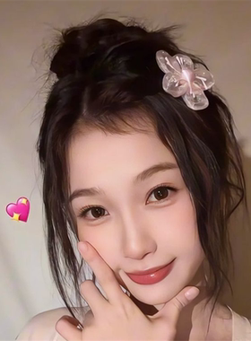 虞书欣同款粉色花朵樱花头饰发夹女甜美果冻鸡蛋花发卡侧边发发饰
