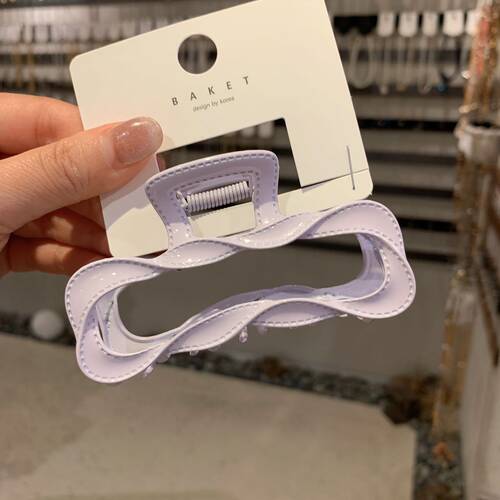 方形风大门东韩国发饰春款2024年新款马卡龙色线条抓夹鲨鱼夹 - 图0