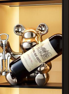 暴力熊红酒架酒柜摆件轻奢高档家居客厅电视柜高级感餐柜装饰品