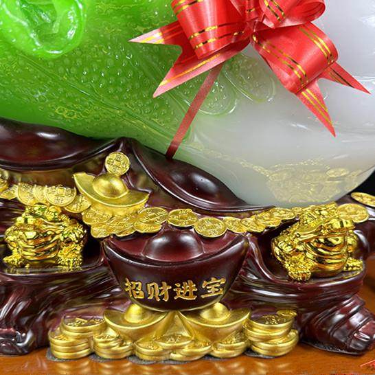 玉白菜摆件招财进宝大号客厅酒柜店铺金蟾风水工艺装饰品开 业礼,淘宝优惠券,粉丝福利购,淘宝优惠卷