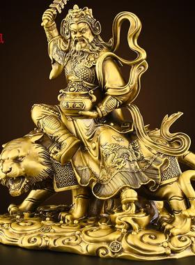 黄铜赵公明神像武财神赵公明骑虎像赵元帅供奉招客厅公司玄关大号