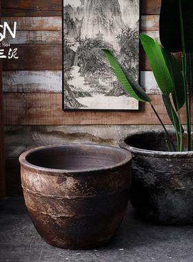 御三泥陶瓷大水缸鱼缸斑驳复古做旧仿青铜庭院门海酒店民宿室外缸