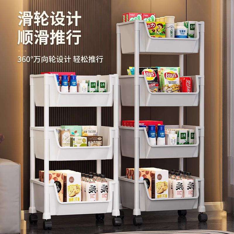 可移动书架儿童玩具收纳阅读架带轮小推车置物架落地多层简易书柜 - 图0
