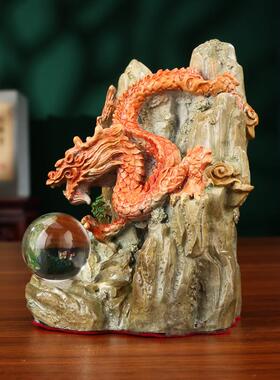 包邮彩铜金龙盘山摆件家居工艺品摆件神龙办公室商务礼品摆设