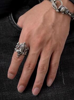 骷髅鬼面组合戒指男生个性ins独特戒指潮流嘻哈创意朋克霸气黑暗