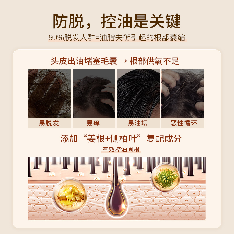 澳威雅 侧柏叶防脱洗发水控油蓬松清澈头皮柔顺防掉发洗发露正品