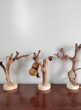 原木树枝树干装饰带底托摆件茶几摆设手工把玩首饰支架