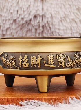 黄铜荷花冲天耳炉香炉室内檀香焚香祠堂家用创意金属桌面摆件