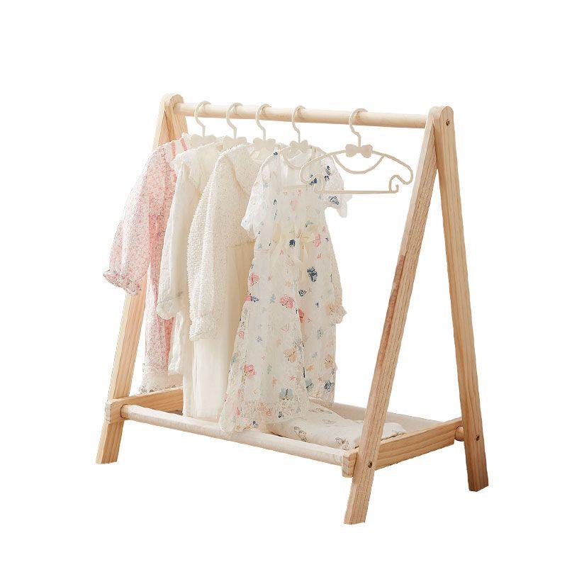儿童实木挂衣架落地宝宝卧室床边晾衣服简约风收纳家用立式挂衣架 - 图3