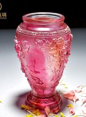 古法琉璃花瓶摆件客厅插花高档奢华客厅卧室装饰品水晶家居工艺品