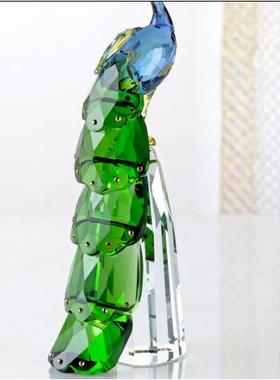 高端K9水晶摆件孔雀摆件