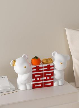 结婚礼品装饰摆饰新婚贺礼情侣订婚卧室婚房寓意暴力熊送闺蜜礼物