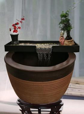 鱼缸流水瀑布循环养鱼盆景水池假山园林绿化摆件陶瓷流水装置配件