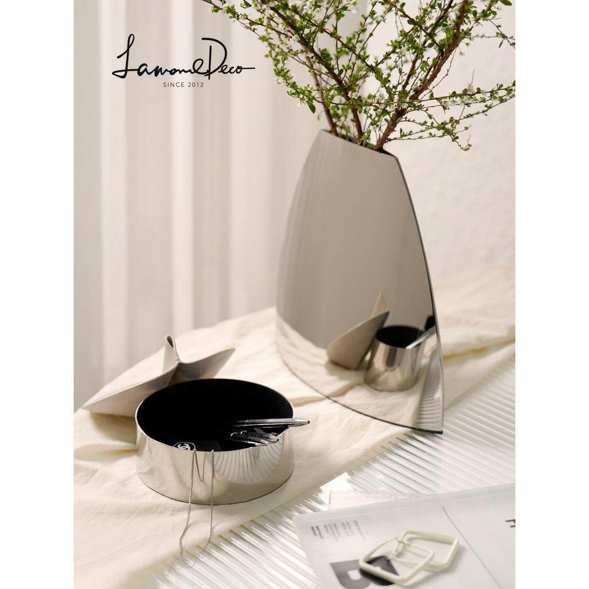 LamomeDeco现代轻奢不锈钢花器摆件家居客厅电视柜茶几装饰品花瓶,淘宝优惠券,粉丝福利购,淘宝优惠卷