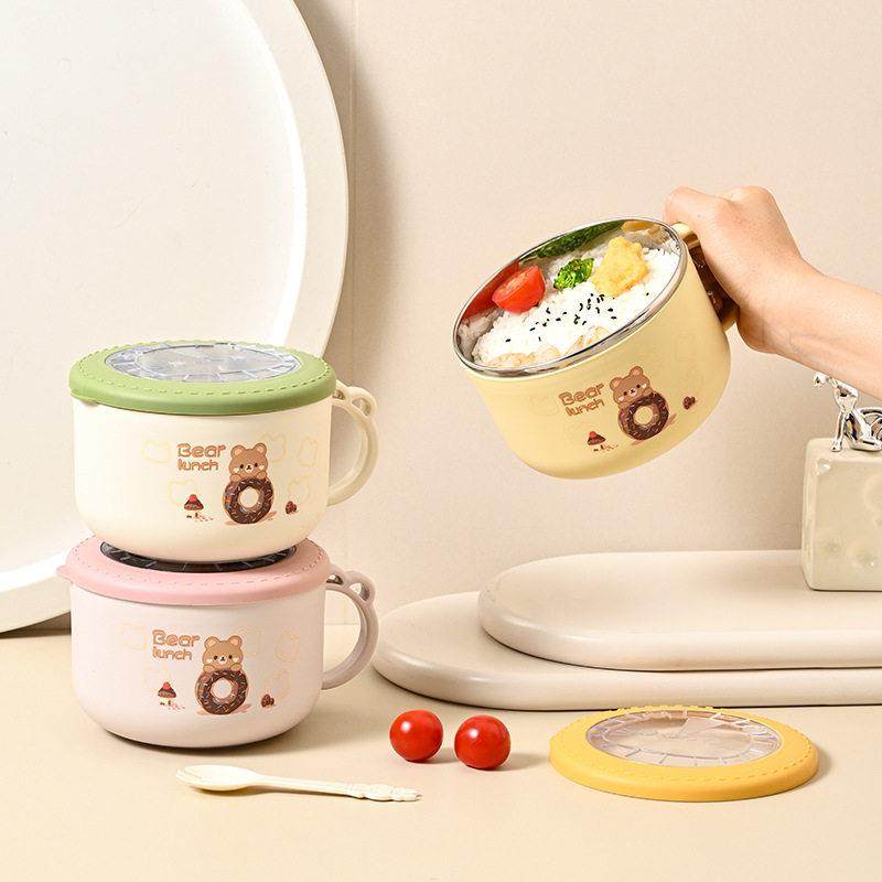 不锈钢泡面碗饭盒学生专用汤碗带盖子防烫儿童餐盒卡通碗宿舍便当,淘宝优惠券,粉丝福利购,淘宝优惠卷