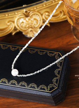 淡水纯天然真珍珠项链925纯银