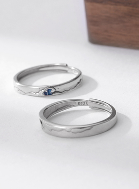 钱万千情侣戒指925纯银一对