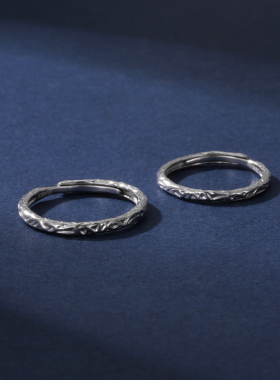 情侣对戒钱万千999纯银素圈戒指