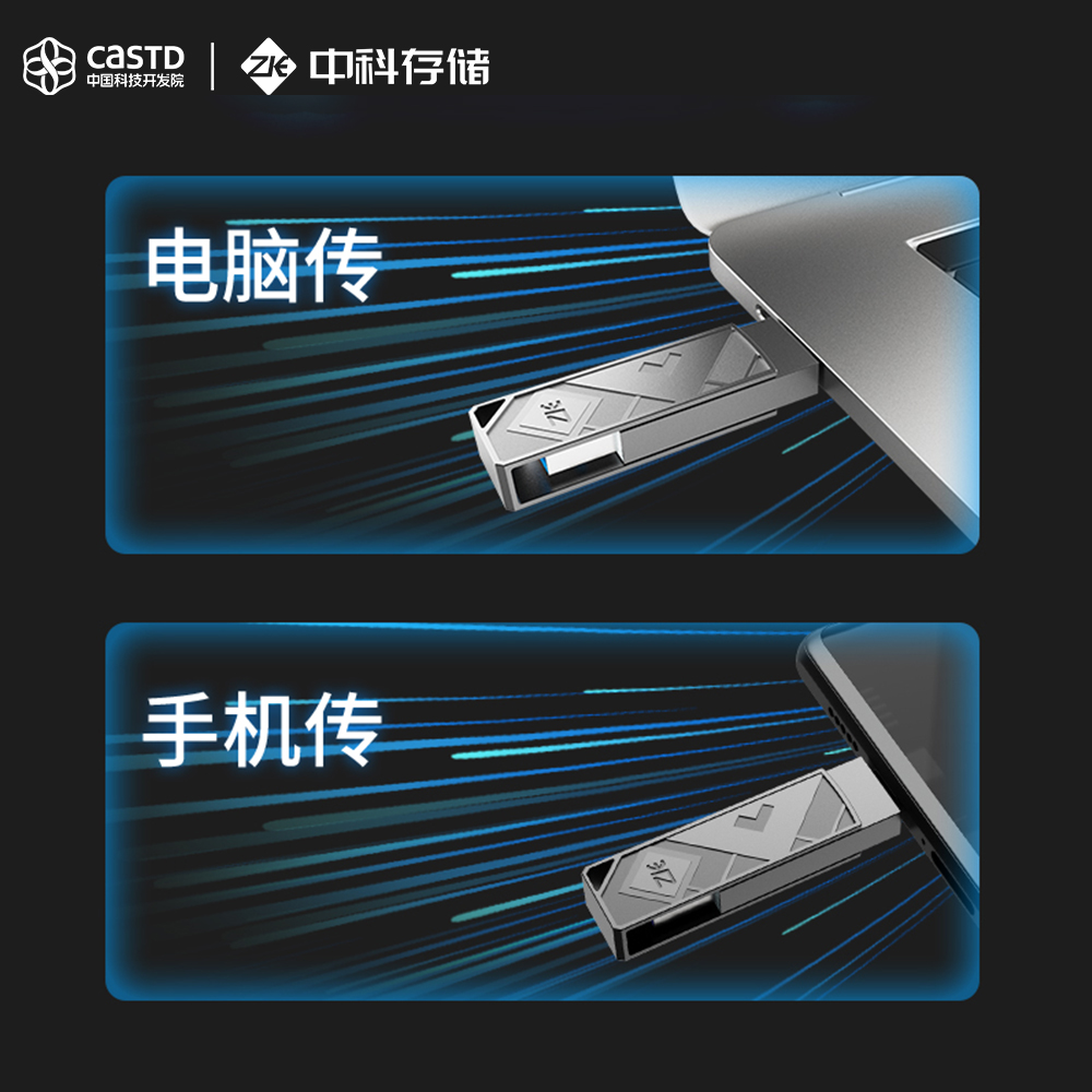 中科存储通用高速大容量手机电脑USB3.2 Type-c双接口手机u盘锐界 - 图1