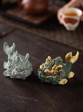 新中式鱼化龙招财红龙摆件创意瑞兽吉祥物家居客厅桌面装饰品礼物