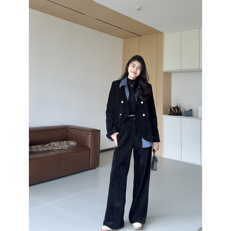 张阿星【英伦小调】遮肉牛仔拼接假两件撞色翻领羽绒服+ 直筒裤,淘宝优惠券,粉丝福利购,淘宝优惠卷