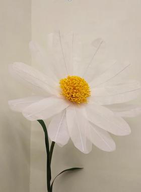 纸艺花巨型雏菊褶皱纸花纸花大型假花仿真花摆件婚庆道具波斯菊