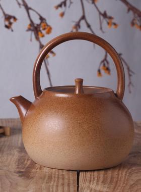 原矿陶土耐高温陶壶养生陶瓷壶提梁壶煮茶壶煮水壶吉祥壶电陶炉