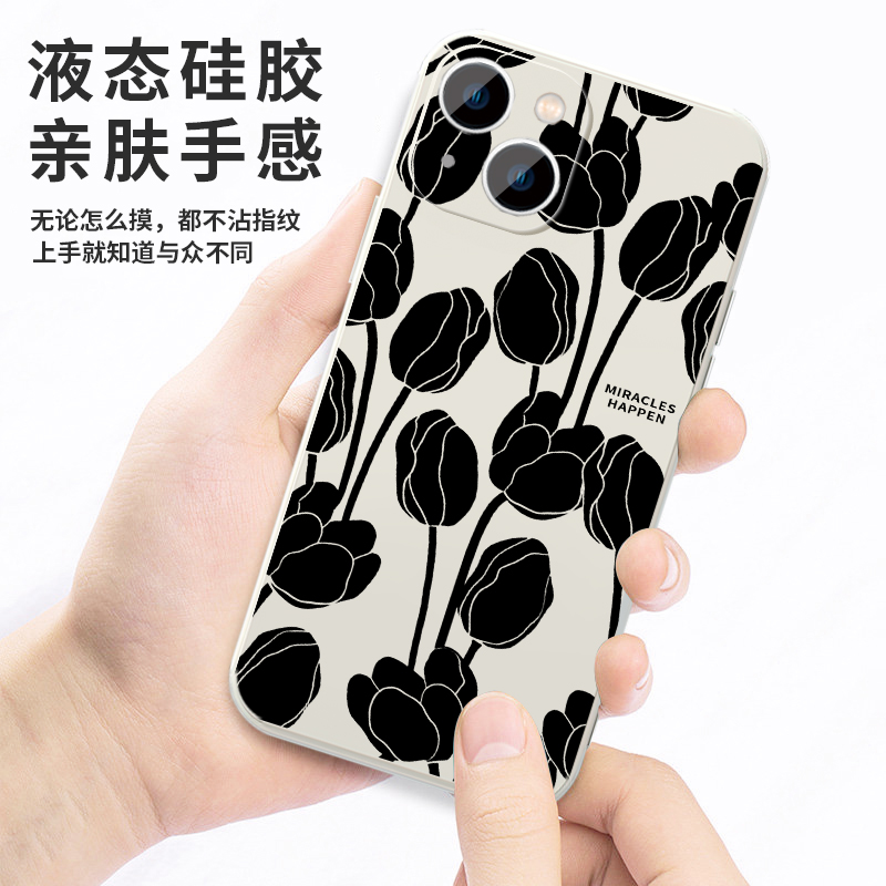 黑色月光同款手机壳苹果16华为mate60卓慧云iPhone15promax林夏薇pura70小米14郁金香OPPO明星vivo黑色13周边