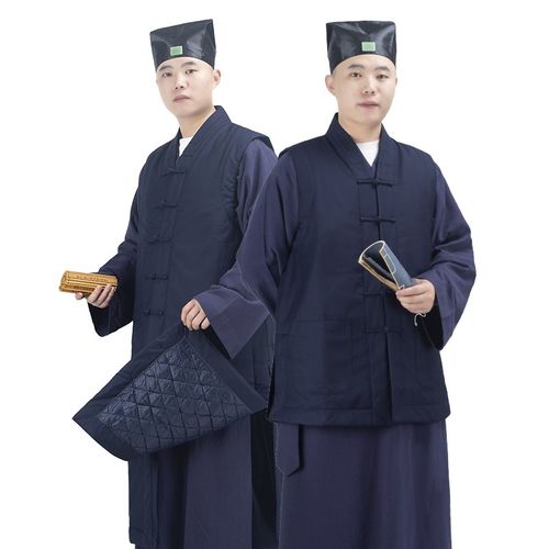 速发士季道极服装男加绒马甲道家道袍长坎肩太冬服保暖棉服马夹背 - 图3