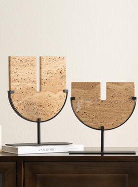 艺子贝RZB-2700高级感软黄洞石几何异型样间茶几酒板柜摆件创意家