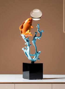 艺贝子年年有鱼创公电视柜酒柜摆件意新式中客厅办室轻奢YB-RZ-19