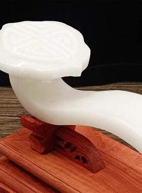 阿富汗白玉单柄如意摆件家居办公创意工艺品结婚乔迁开业礼品包邮