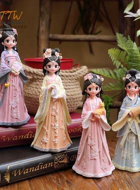 宫廷汉服风树脂女孩公主家居饰品摆件公仔闺蜜礼物古风娃娃中国风