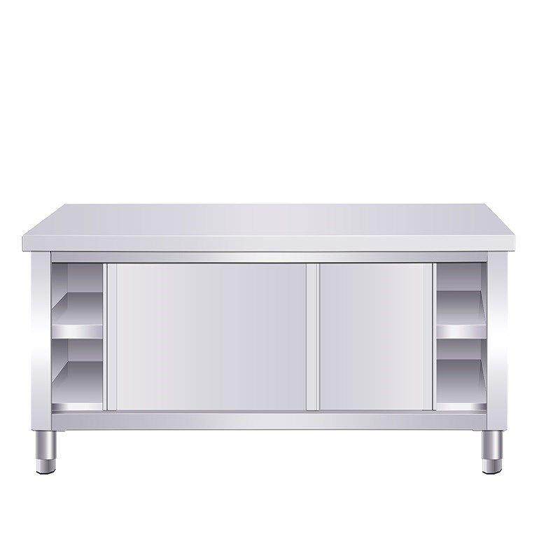 不锈钢工作台商用厨房操作台面收纳柜带拉门切菜桌子打包打荷台,淘宝优惠券,粉丝福利购,淘宝优惠卷