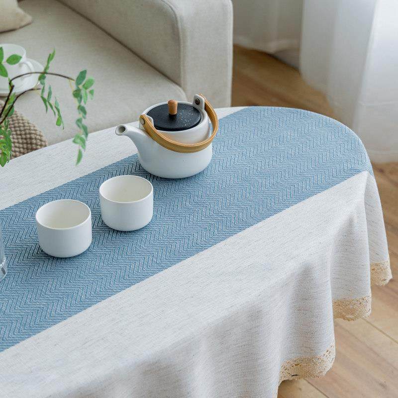 新款棉麻茶几布罩鸭蛋型椭圆形餐桌茶桌台布轻奢高级感桌布ins风,淘宝优惠券,粉丝福利购,淘宝优惠卷