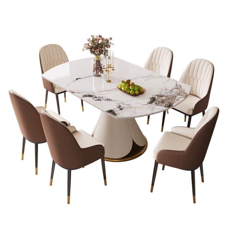 旋转岩板餐桌椅组合轻奢可伸缩折叠大圆桌简约现代家用小户型饭桌,淘宝优惠券,粉丝福利购,淘宝优惠卷