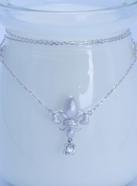 鸢尾花雕刻闪钻项链项链